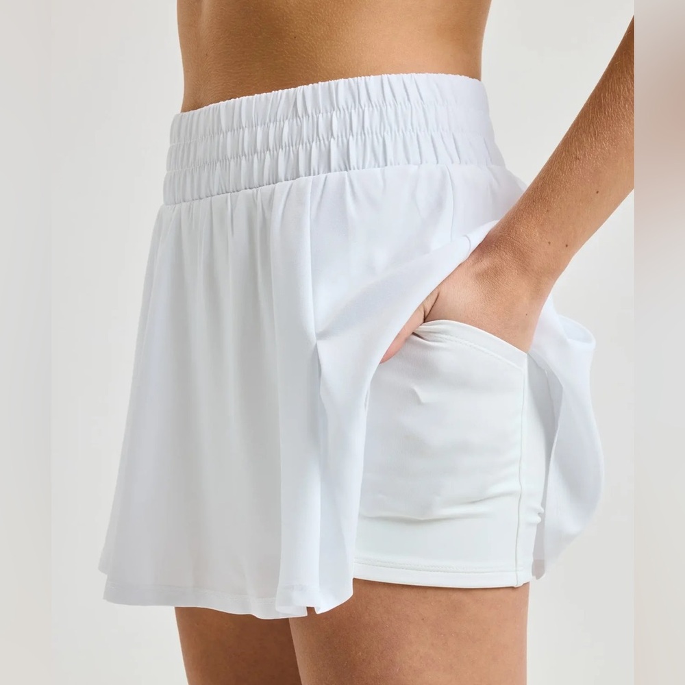 Year of Ours pleated tennis mini skort in white
